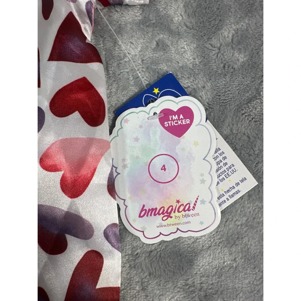 Bmagical by Btween Girls Heart Print Satin Pajama Top Red Pink Purple Size 4 NWT